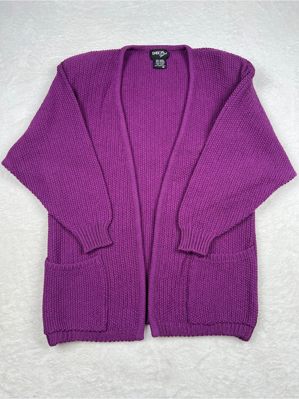 Vintage 80s Dalton Studio Womens Wool Cardigan XS Purple Italy Oversized